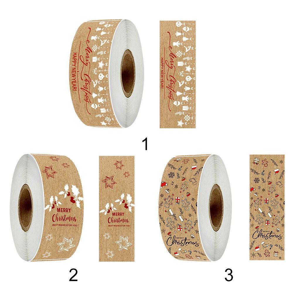Supplies Package Decoration Xmas Sealing Label Kraft Paper Wrapping Decals Merry Christmas Stickers