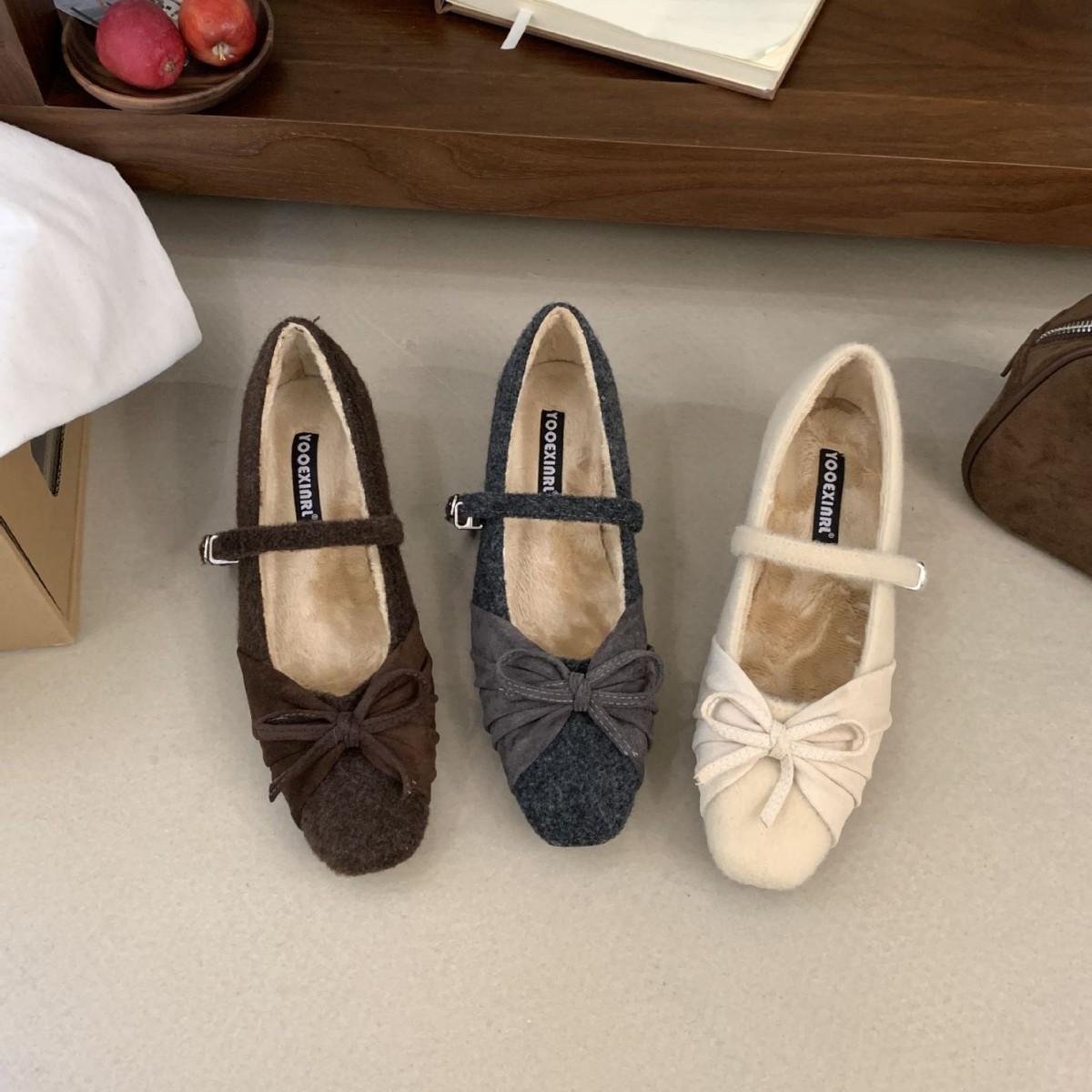 

2025 new small square head thick heel with Mary Jane temperament women s single shoes bow soft sole women s shoes 39 абрикосовый