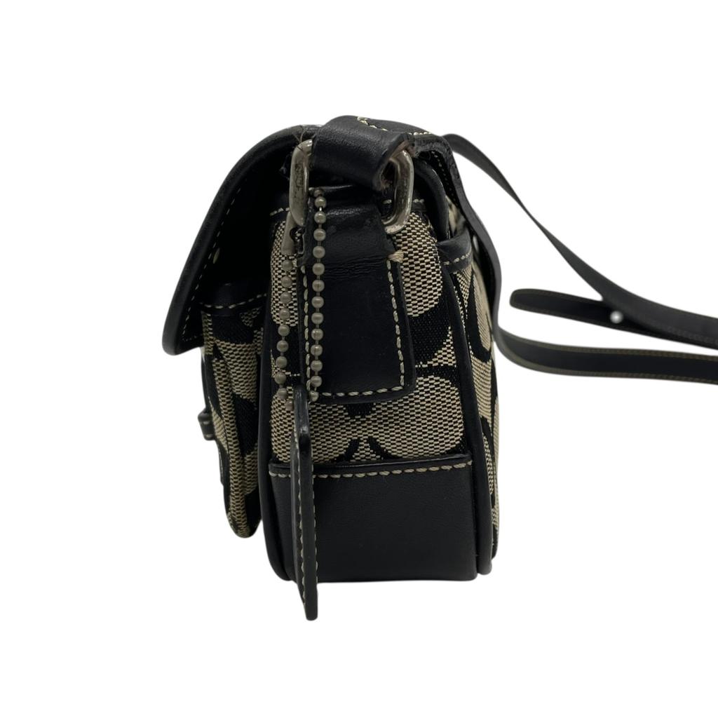 Used COACHShoulder Bag black/beige canvas/leather Women