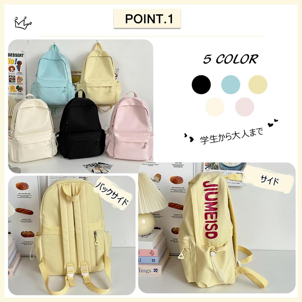 FANDARE Women's School Backpack for High School Girls, Popular Water-Repellent, Large Capacity, Student Backpack with Cute Charm, Fits A4 Size and