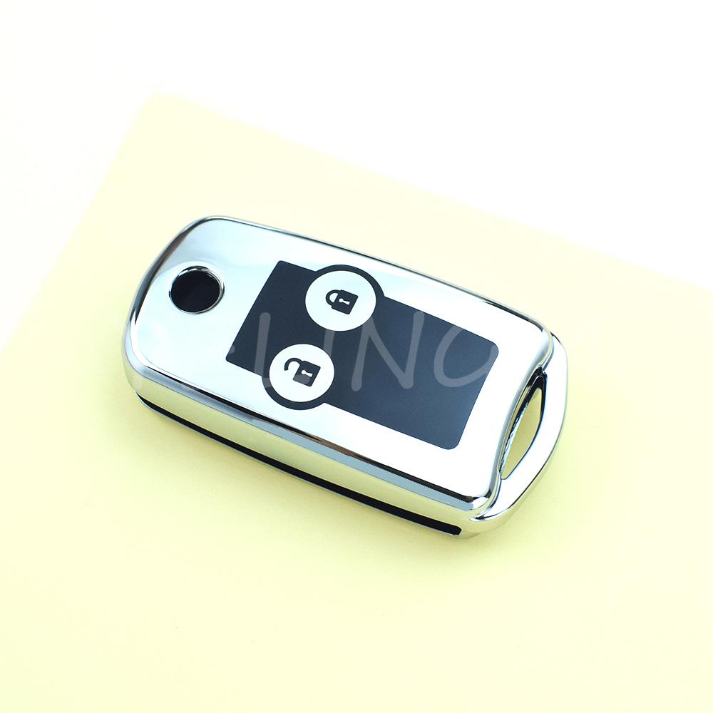 Car Flip Car Key Shell 2 3 Buttons Soft Tpu For Honda Civic Dio Fit Crv Hrv Accord Odyssey Jazz Folding Cover Protector Keychain