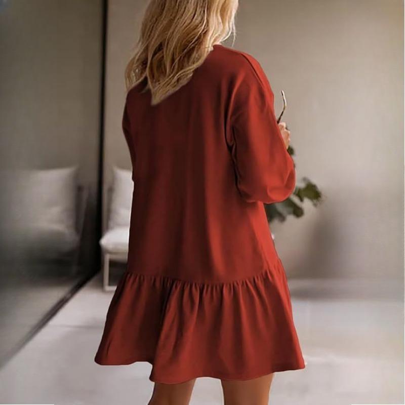 GMXIA Autumn Commuter Casual Style Sweatshirt Solid Color Dresses