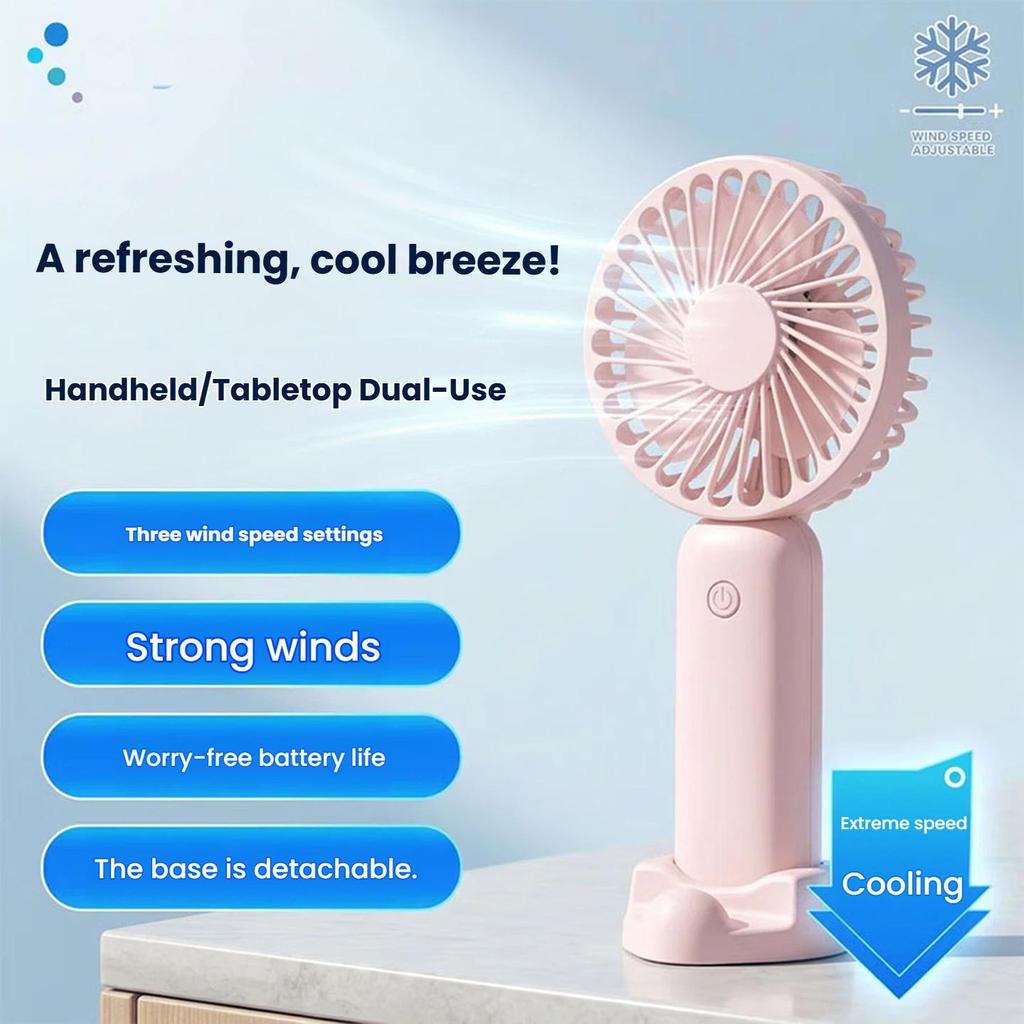 Kingdee Handlicher Mini-Ventilator, Kleiner Schreibtischventilator, Schlafsaal USB-Ventilator, Outdoor Tischventilator Büro Wiederaufladbarer Hochleistungs-Kleiner Ventilator, Pink