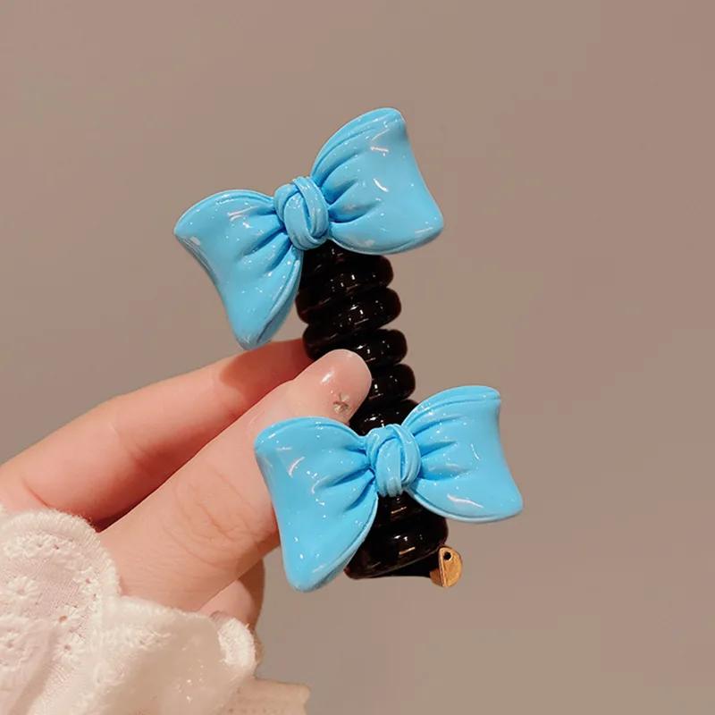 1PC New Lovely Beaded Big Flowers Elastic Spiral Hair Rope Head Rope Ponytail Hair Ring Rubber Band Headdress For Kids