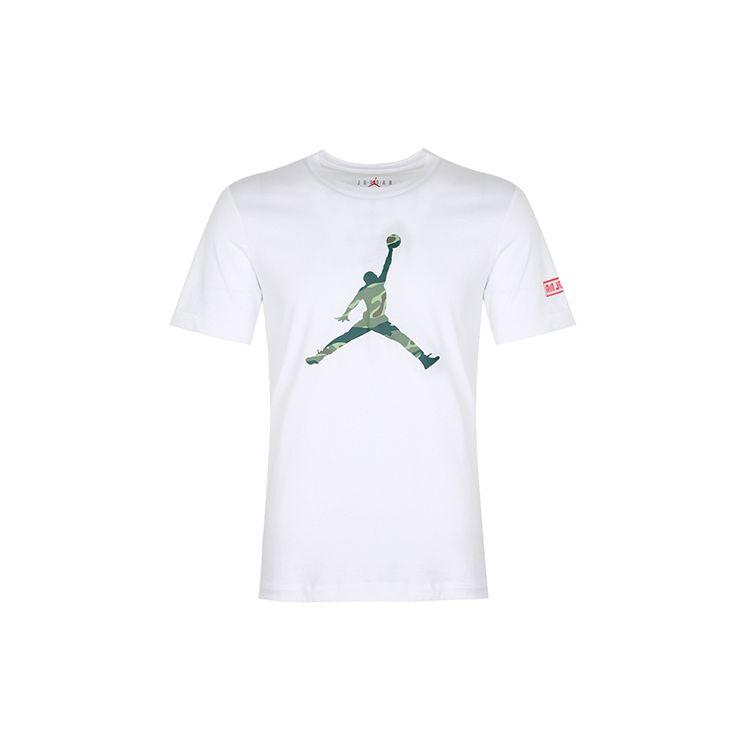 

Air Jordan Flyman Logo Баскетбольная спортивная футболка с коротким рукавом Мужские топы Белые AT9181-100