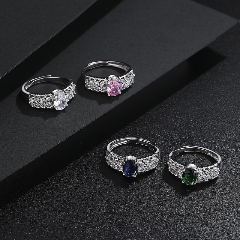 Europäischer & Amerikanischer eiförmiger Weizenäh Damenmode Ring mit vielseitigem exquisitem Edelstein in beliebten Farben