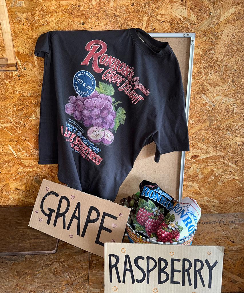RONRON Vintage Grape Over Fit T Shirt Charcoal