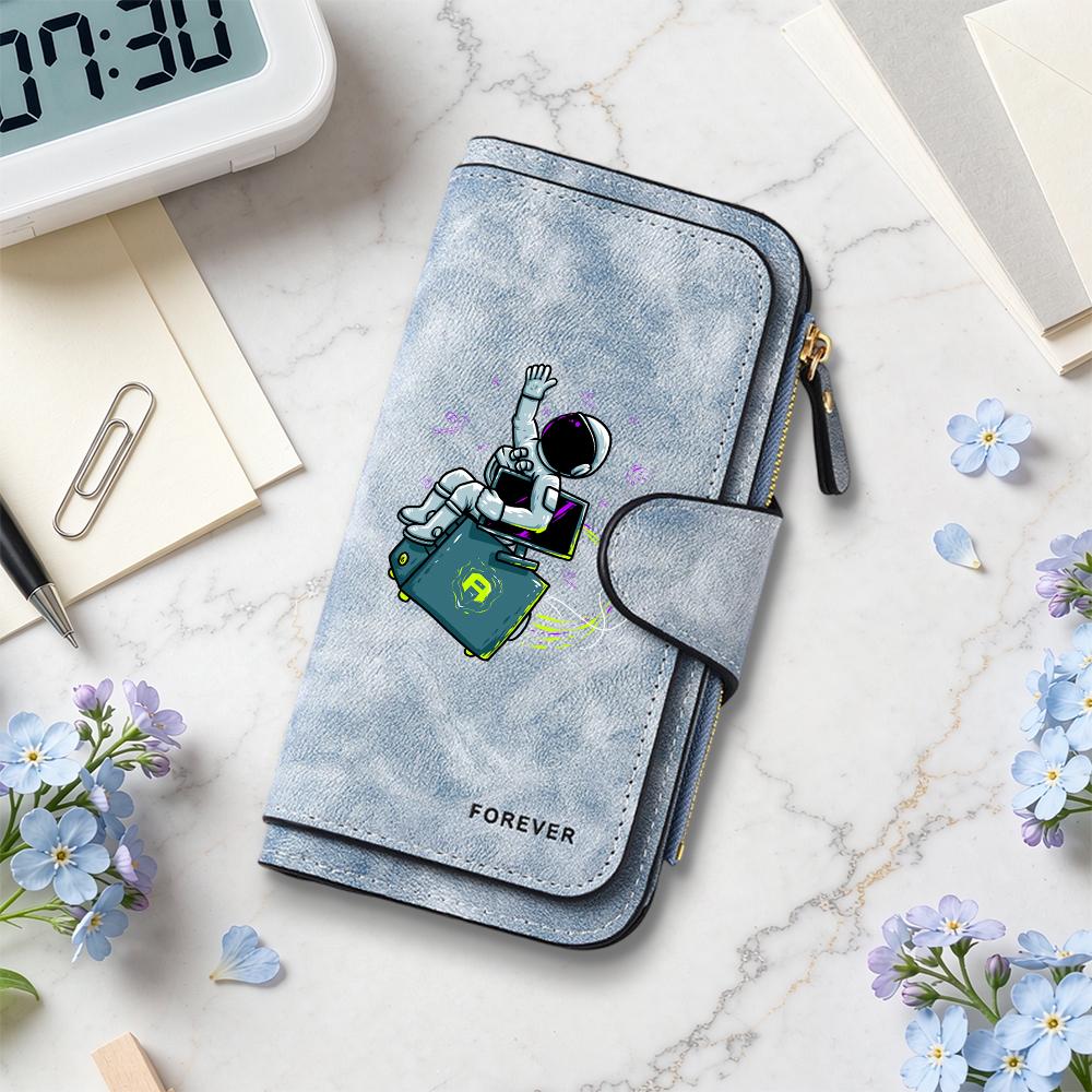 Cute Astronaut Print Wallet Fashion Portable Card Holder Forever Purse