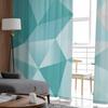 Abstract Gradient Blue-Green Gray Triangle Window Tulle Curtains for Living Room Bedroom Hotel Luxury Decoration Sheer Curtains