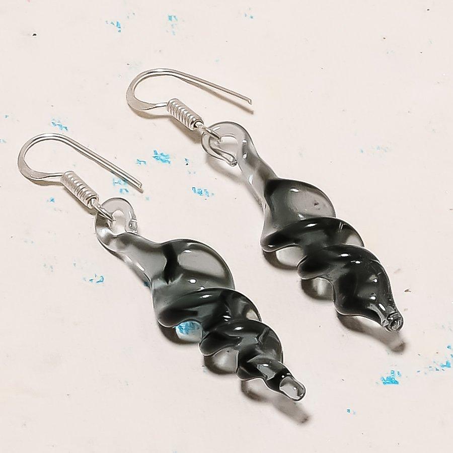 Natural Black Spinel Gemstone 925 Sterling Silver Jewelry Earring 2.17 AE-12872
