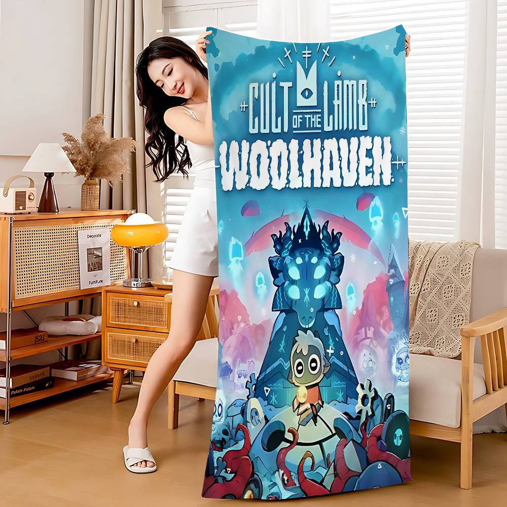 

Game Cult Of The Lamb Microfiber Blanket Quick Drying Beach Towels Oversized Printing Super Absorbent Pool Towel Blanket W30*H60(CM)
