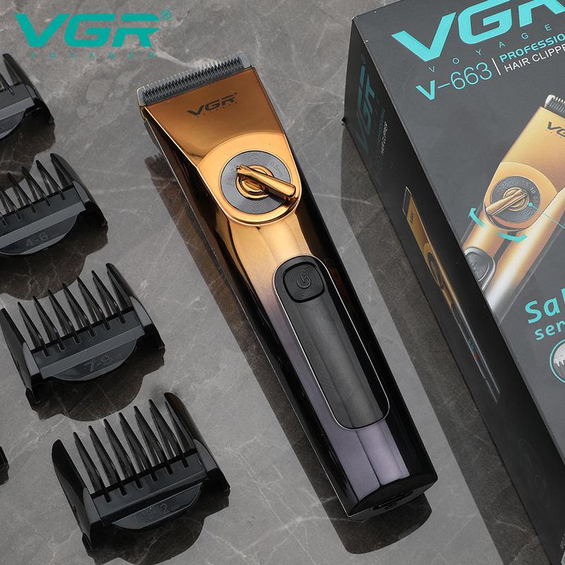 Original VGR 663 Professional Hair Trimmer Electric Hair Clipper IPX6 Waterproof Home Shaver Haircuts Machine with LED Display Barber Trimmer for Men
