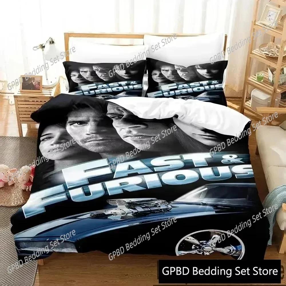 Fast and Furious 3D NEW Duvet Cover Pillowcase Bedding Set Adult Boy Girl Bedroom Decoration Children Single Double Large