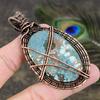 Tibetan Turquoise Gemstone Copper Wire Wrap Jewelry Pendant 3.07