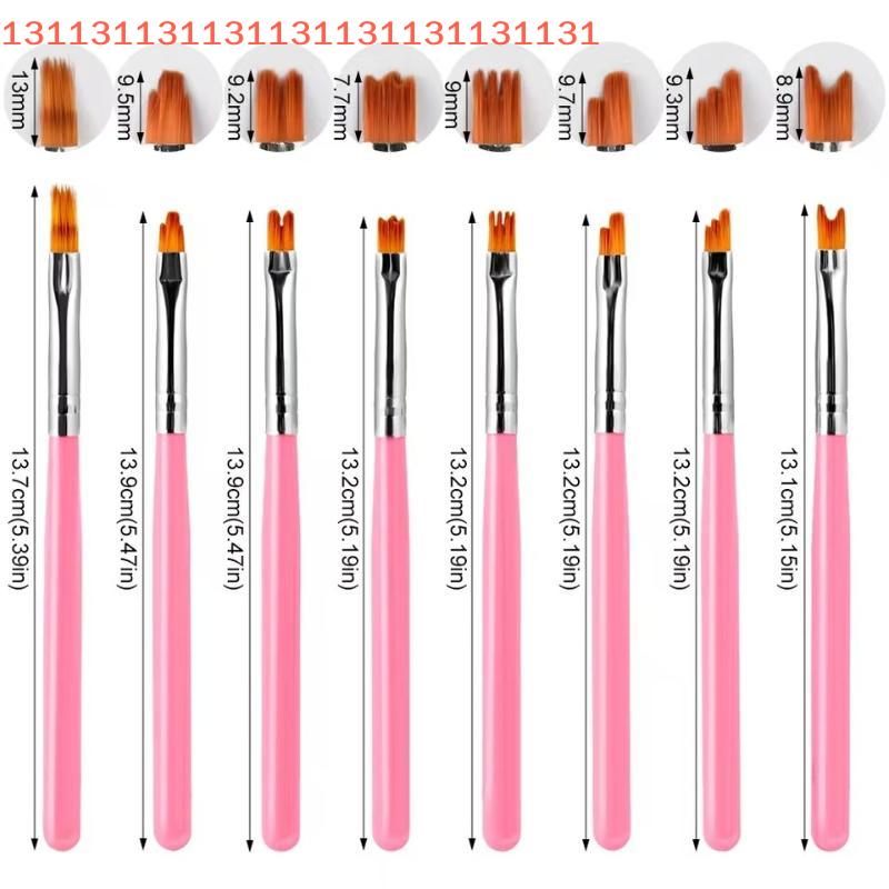 8Pcs Set Multifunctional Mix Shape Petal Painting Gel Nail Art Brush Oblique Gradient Smudge Nail Flower Drawing Sawtooth Pen