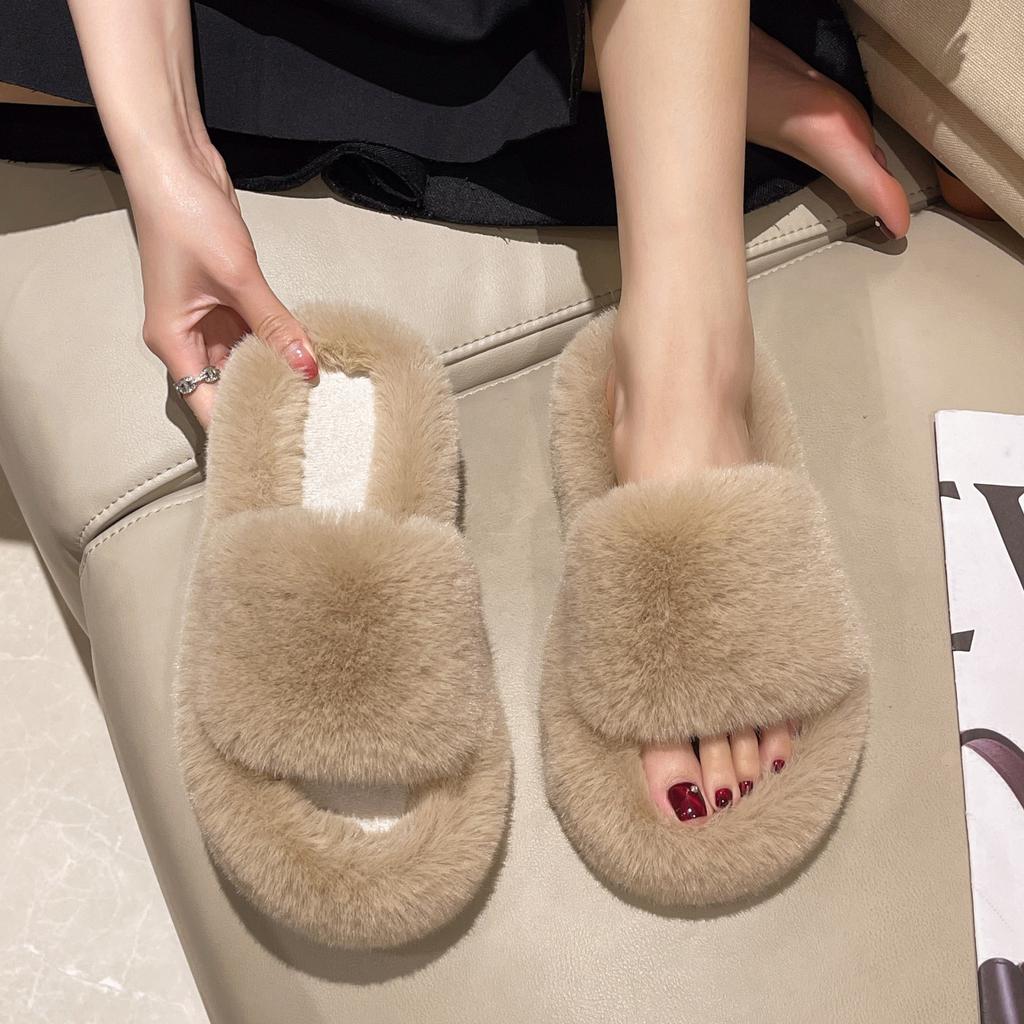 New Cotton Mop Autumn Fairy Niche Fluffy Slippers Female Thick Bottom Indoor Home Style Pregnant Women Sandals Plush
