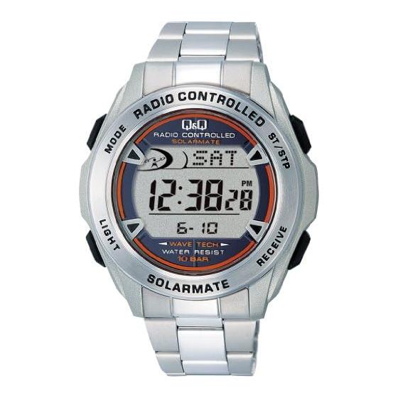 

[Citizen Q&Q] Watch Cue and Cue 10 ATM Water Resistant Digital Radio Watch Solar Chronograph MHS7-200 Men s Silver
