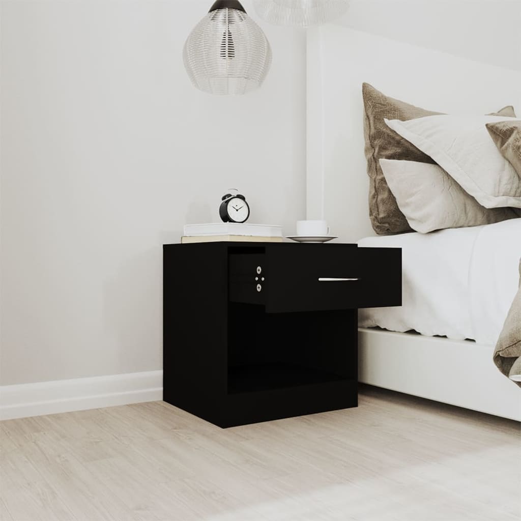 Nightstands (2 Pcs) with Drawer Black