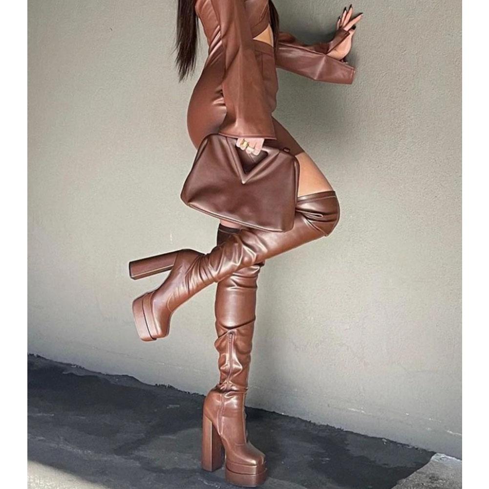 Platform High Heeled Women Over The Knee High Boots Brand Design 2025 Winter Fashion Sexy Elegant Walking Comfy Women Shoes