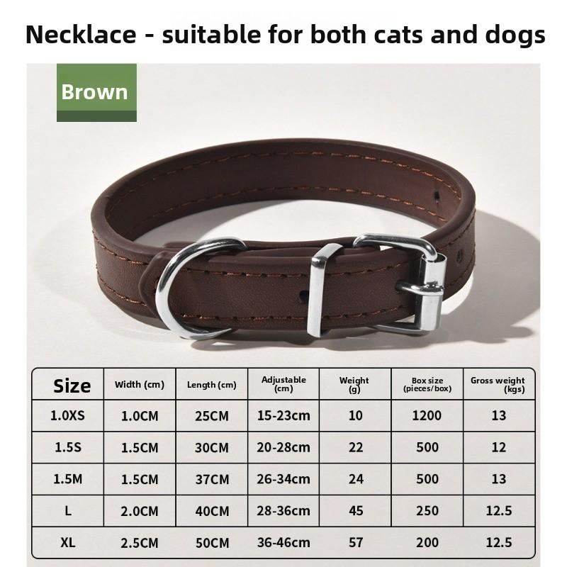 Pet Collar Large Dog Chain Waterproof and Wear-resistant Dog Cat Collar PU Leather Medium and Small Dog Bell Collar