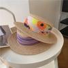 Top Hat Retro Straw Hat Women's Summer Travel Seaside Sunscreen Sun Hat Casual Flat Top Straw Beach Hat