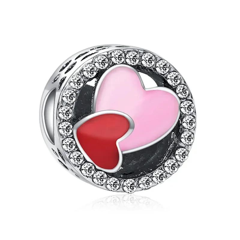 New Fashion Love Heart Bear Pig Butterfly Cake Pink Series Beads Fit Charms Bracelets Women DIY Jewelry Gift
