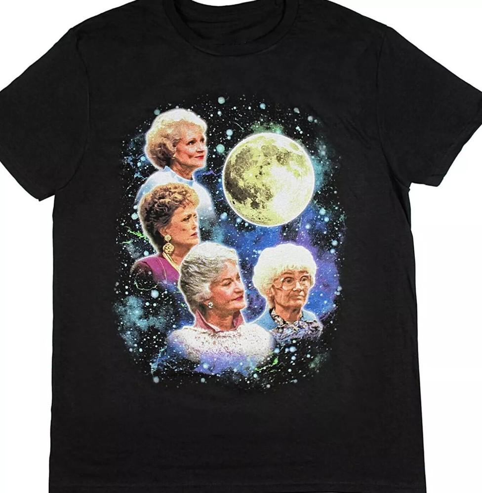 Vintage Four Golden Girls Moon Short Sleeve Black Men T-Shirt