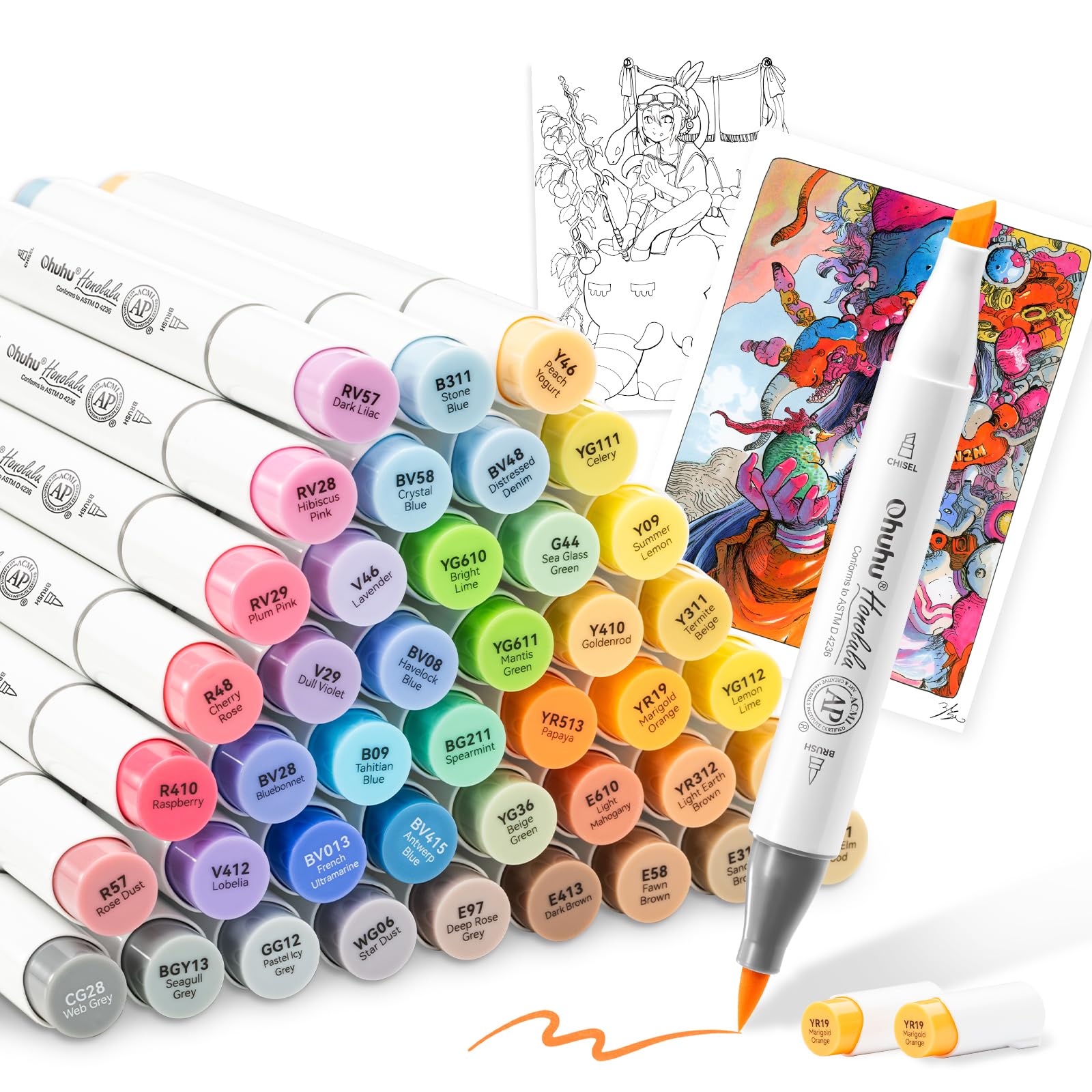 Ohuhu Marker Brush 48 Colors Honolulu