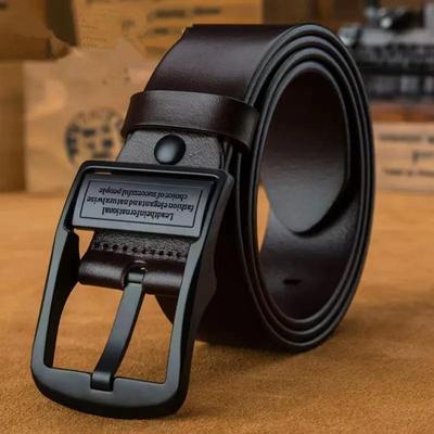 New Leather Cowhide Men's Belt with Metal Alloy Buckle for Adult Casual Waist and Men's Shoulder Strap