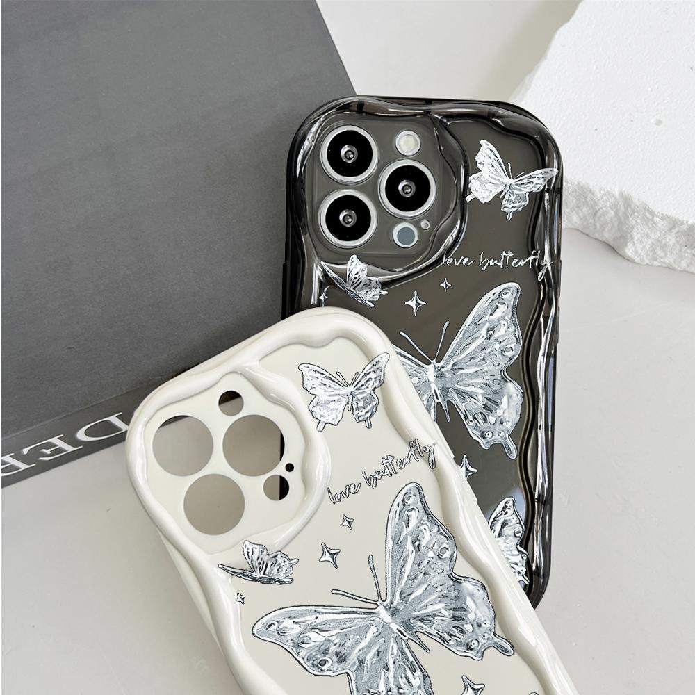 Mīksts karikatūras raksts, krēmkrāsas tekstūras korpuss ar viļņotu malu, mīksts silikona vāciņš tālruņa korpusam Samsung