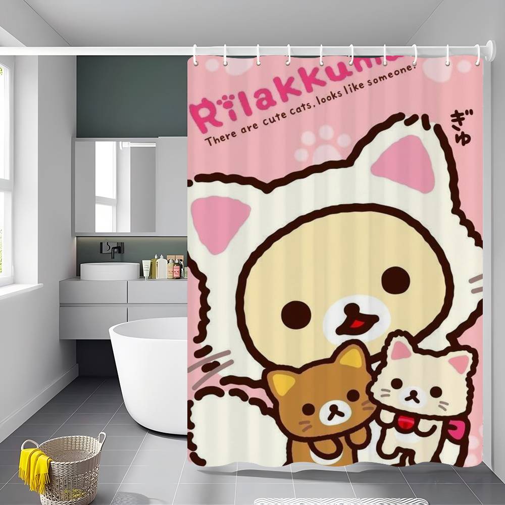 Classics R-Rilakkuma-A 1Pc Shower Curtain Polyester Waterproof Shower Curtain Bathroom Partition Curtain Decoration Accessorie