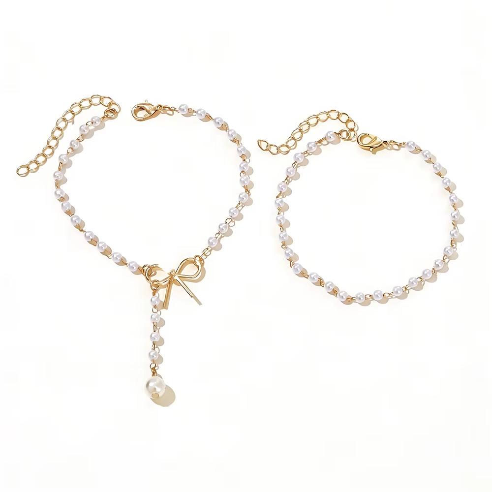 European & American Faux Pearl Anklet Set for Women - Beach Style, Non-Fading, Versatile & Layered