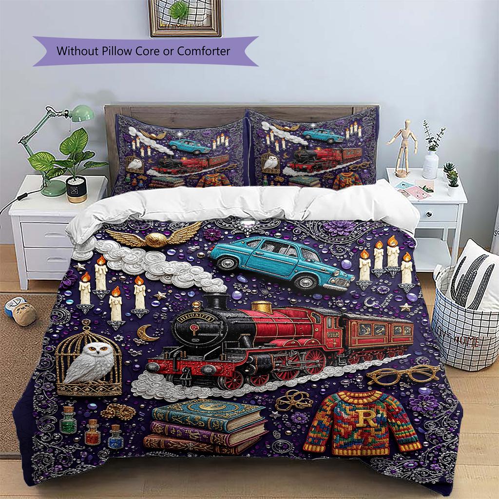 Diamond Embroidery Style Pattern Bedding Quilt Set Home Decoration Gift (1 * duvet cover + 2 * pillowcase without core)