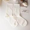 Women's Autumn-Winter Loose Fit Mid-Calf Anti-Pilling Cotton Socks in Solid Colors