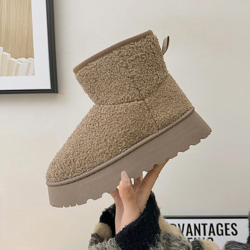 

Осень и зима новые толстоподошвенные увеличивающие рост сноубутсы женские короткие из овечьей шерсти водонепроницаемые, нескользящие и теплые хлопковые ботинки 41 светло-коричневого