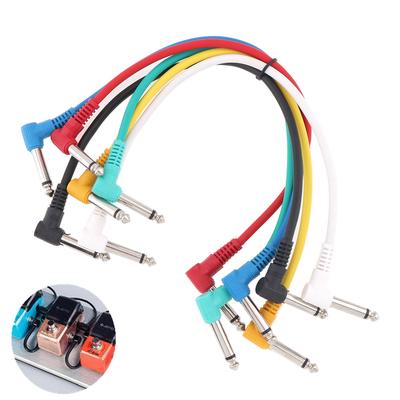 6 teile/los 22 cm Bunte Audio Kabel Abgewinkelt Stecker 6,35mm Führt Patch Linien für Gitarre Pedal Effekt