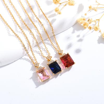 Seiko Micro-inlaid Colored Diamond Necklace Raw Niche Cold Wind Minimalist Exquisite Small Collarbone Chain