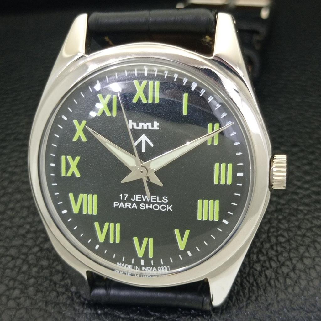 HMT HAND-WINDING VINTAGE INDIAN MENS BLACK COLOR DIAL WATCH a700314-5 R202-a700314