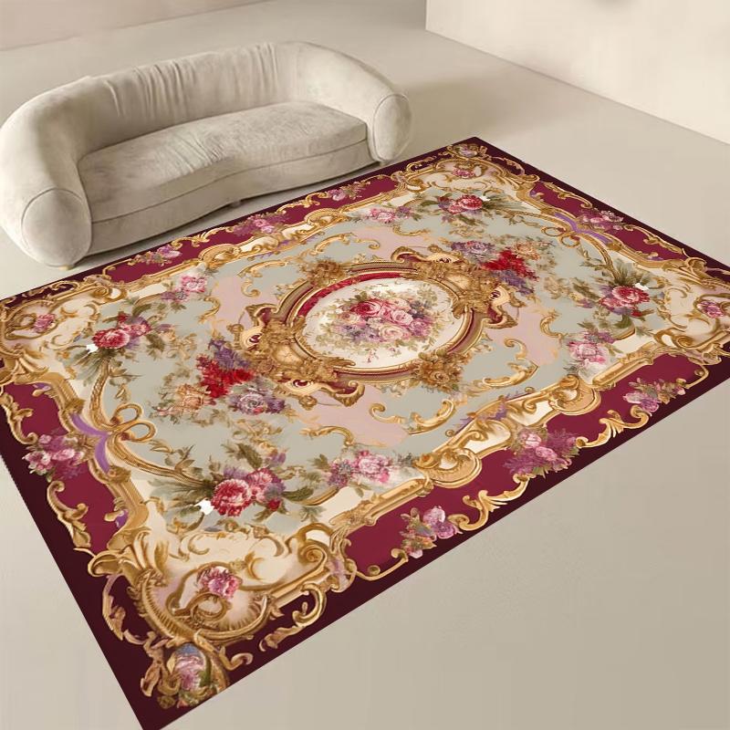 

Европейские цветочные ковры для гостиной Роскошное украшение 2x4 м Большой размер Ковры для зоны Домашний ковер для спальни Эластичные фланелевые напольные коврики 60*90cm