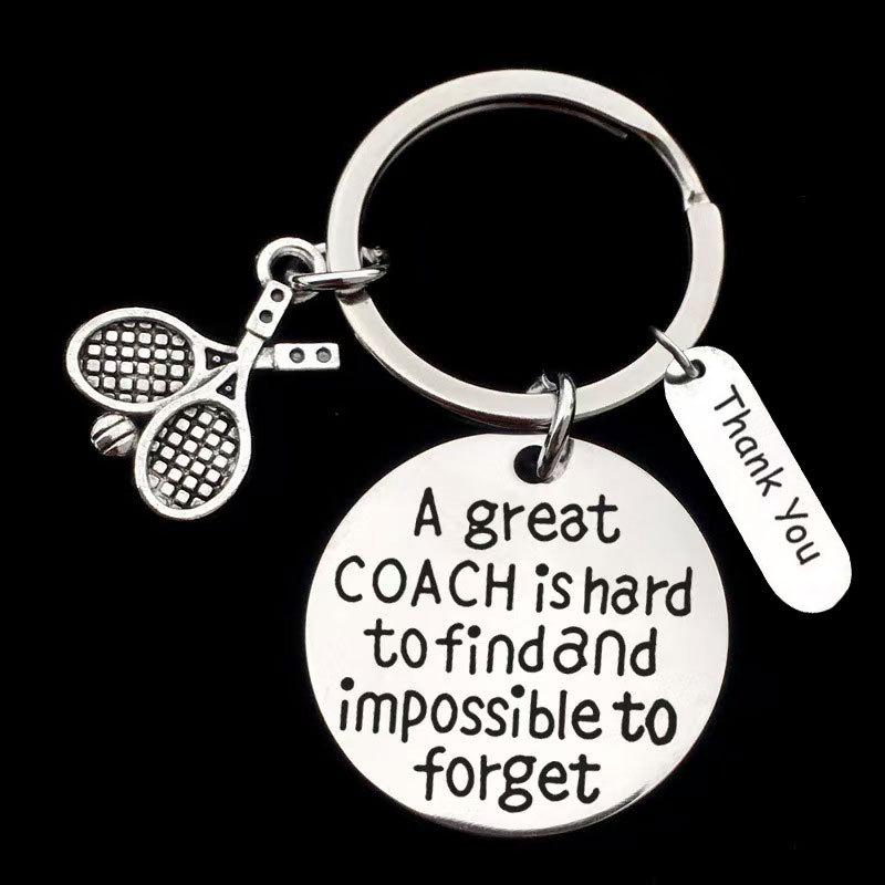 Stainless Steel Engraved Keychain for Coaches: Basketball & Football Grad Gift.