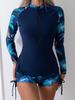 European & American Zippered Two-Piece Long Sleeve Split Swimsuit