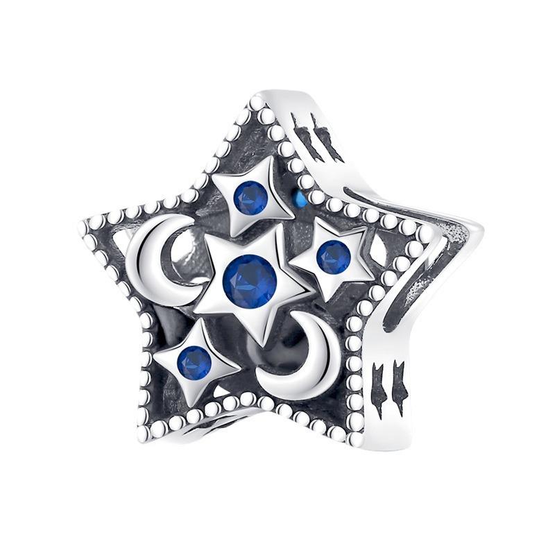 Rame bianco placcato argento, acchiappasogni, perline a forma di stella e luna, perline per braccialetti fai da te