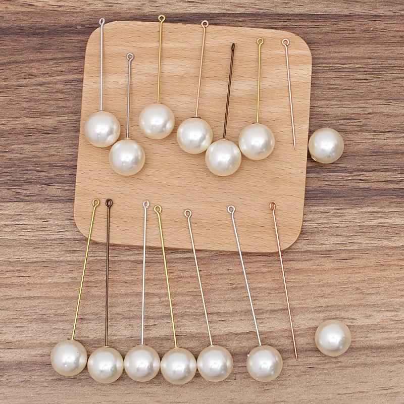 20pcs Length 5cm 7cm Safety Long Needle Brooch Pins Base Loop Eye Collar Pin with Cap Stopper for DIY Jewelry Making Accessories