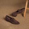 Krazing Pot Sheep Suede Autumn Winter Shoes Metal Decoration Loafers Med Heels Slip On Size 42 Round Toe Slip On Deep Mouth Pumps