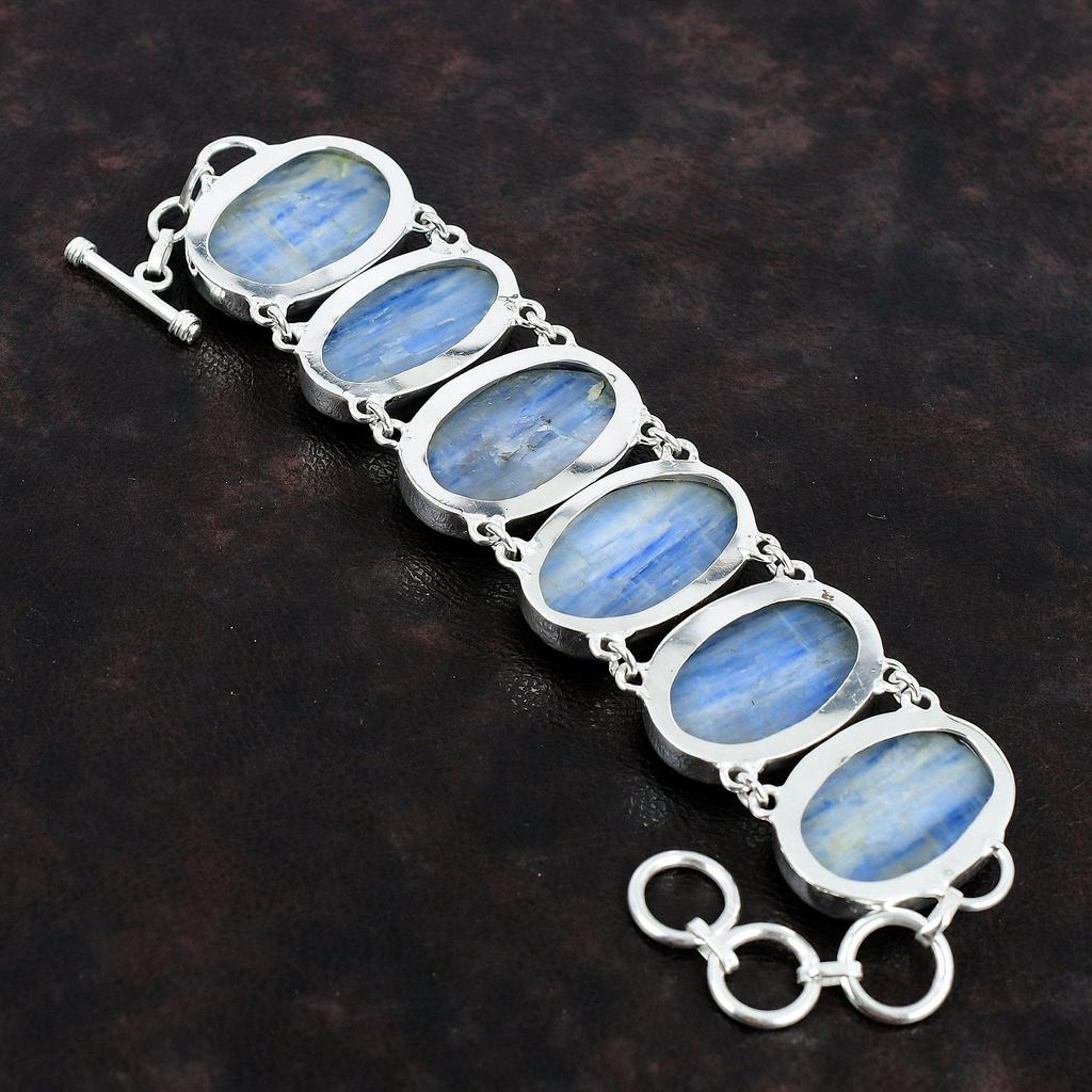 Kyanite Gemstone Bracelet 925 Sterling Silver Bracelet Adjustable Chain Bracelet Handmade Silver Jewelry Gift For Men Latest Design Bracelet