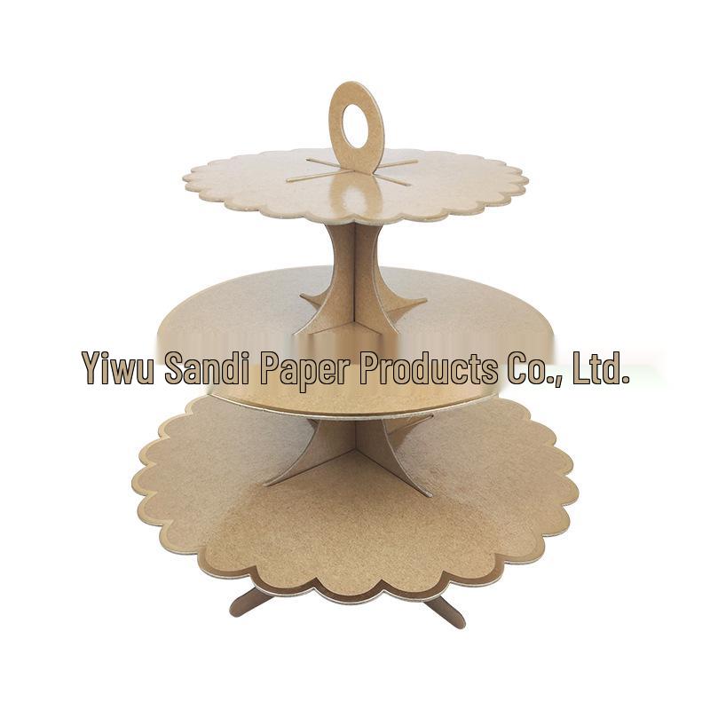 Three-Tier Gold Stamping Cake Stand for Birthday Party Desserts