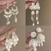 Silver Needle High-end Flower Tassel Pearl Stud Earrings French New Fashion Versatile Earrings Light Luxury High-end Earrings