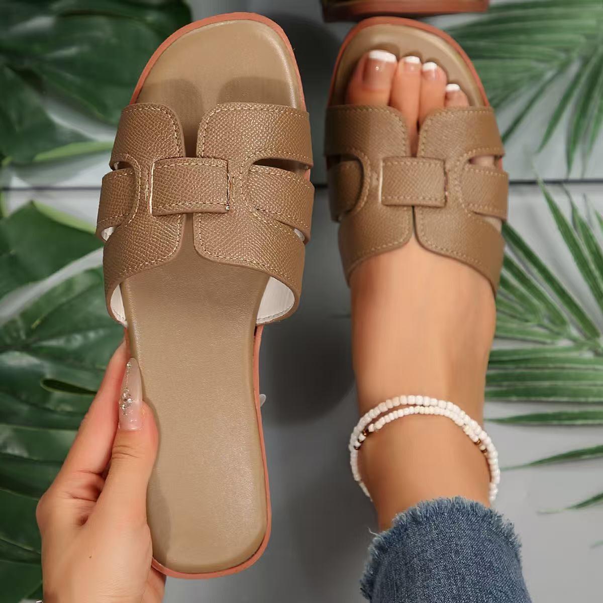 

Модные женские тапочки плоские роскошные уличные летние пляжные женские сандалии трендовый дизайн обувь для женщины большого размера шлепанцы женские 36 хаки