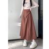 Womens Black Irregular Hem Cotton Blend Midi Skirt For Autumn Winter Fashion