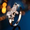 Fashion Gold Color Zircon Butterfly Rings for Women Elegant Wedding Ring Party Jewelry Gifts Gentle Versatile Temperament